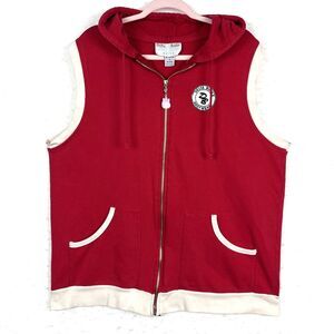 VTG Delta Burke Bodywear Hoodie Vest Womens SZ 1X Red Zip 90s Retro Activewear